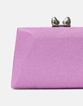 Εικόνα από Clutch υφασμάτινο με διακοσμητικό κλιπ καρδιές Μωβ