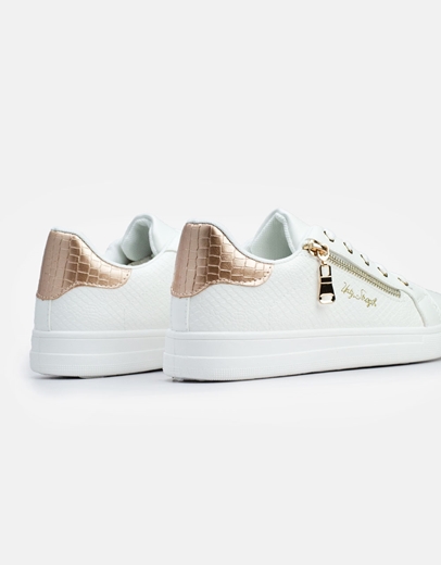 Εικόνα της Sneakers με διακοσμητικό φερμουάρ στο πλαϊνό μέρος Λευκό/Σαμπανί