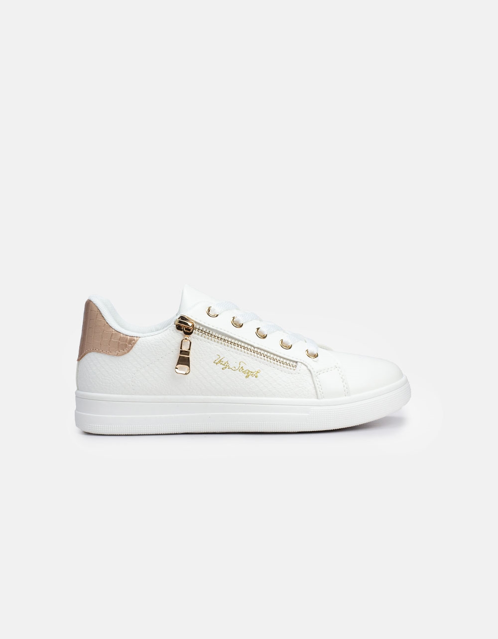 Εικόνα από Sneakers με διακοσμητικό φερμουάρ στο πλαϊνό μέρος Λευκό/Σαμπανί