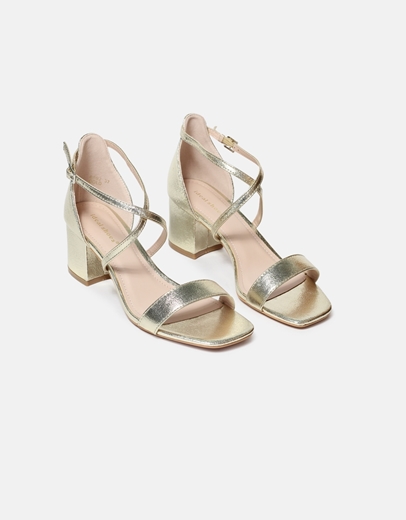 Εικόνα της Basic χαμηλά πέδιλα μονόχρωμα με χιαστί σχέδιο Χρυσό