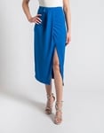 Εικόνα από Midi μονόχρωμη φούστα με σκίσιμο στο πλάι Μπλε