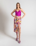 Εικόνα από Floral midi φούστα με σκίσιμο στο πλάι Μωβ