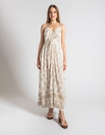 Εικόνα από Boho maxi φόρεμα από βισκόζη με χρυσή κλωστή Λευκό