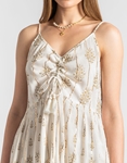 Εικόνα από Boho maxi φόρεμα από βισκόζη με χρυσή κλωστή Λευκό