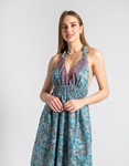Εικόνα από Boho μεταξωτό maxi φόρεμα με ανοιχτή πλάτη Σιέλ