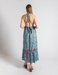 Εικόνα από Boho μεταξωτό maxi φόρεμα με ανοιχτή πλάτη Σιέλ