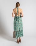 Εικόνα από Boho μεταξωτό maxi φόρεμα με ανοιχτή πλάτη Τιρκουάζ