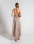 Εικόνα από Μεταξωτό maxi φόρεμα boho με λαχούρια Φούξια
