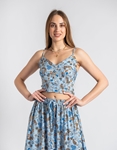 Εικόνα από Floral σετ midi φούστα και crop top από βισκόζη Σιέλ