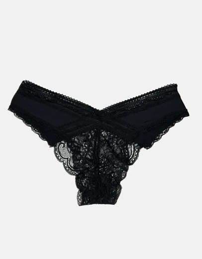 Εικόνα της Brazilian εσώρουχο μονόχρωμο με δαντέλα Μαύρο
