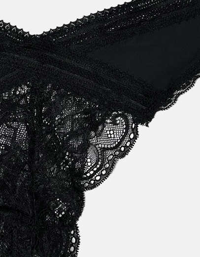 Εικόνα της Brazilian εσώρουχο μονόχρωμο με δαντέλα Μαύρο