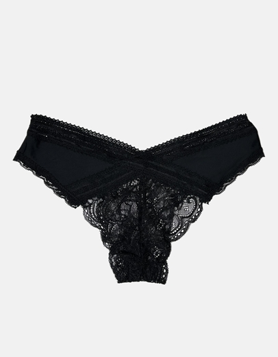 Εικόνα της Brazilian εσώρουχο μονόχρωμο με δαντέλα Μαύρο