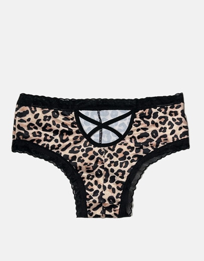 Εικόνα της Brazilian εσώρουχο με δαντέλα και χιαστί σχέδιο Λεοπάρ