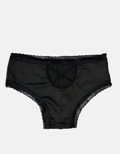 Εικόνα της Brazilian εσώρουχο με δαντέλα και χιαστί σχέδιο Μαύρο