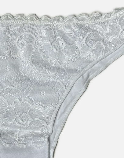 Εικόνα της Βαμβακερό εσώρουχο σλιπ μονόχρωμο με δαντέλα Λευκό