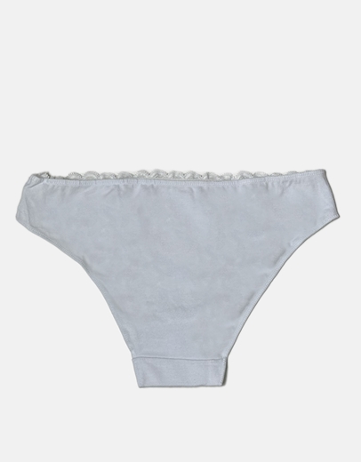 Εικόνα της Βαμβακερό εσώρουχο σλιπ μονόχρωμο με δαντέλα Λευκό