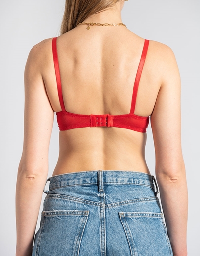 Εικόνα της Σουτιέν δαντελένιο μονόχρωμο με μπανέλα Κόκκινο