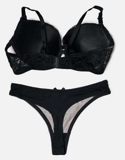 Εικόνα της Σετ εσωρούχων σουτιέν και string με δαντέλα Μαύρο