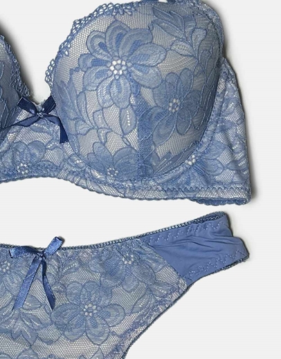 Εικόνα της Σετ εσωρούχων σουτιέν και string με δαντέλα Σιέλ