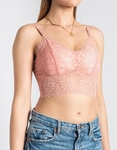 Εικόνα από Bralette μονόχρωμο με δαντέλα και ενίσχυση Ροζ
