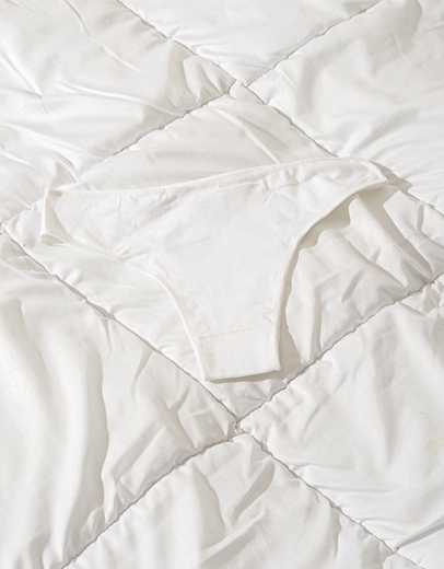 Εικόνα της Γυναικεία σλίπ βαμβακερά μονόχρωμα Λευκό