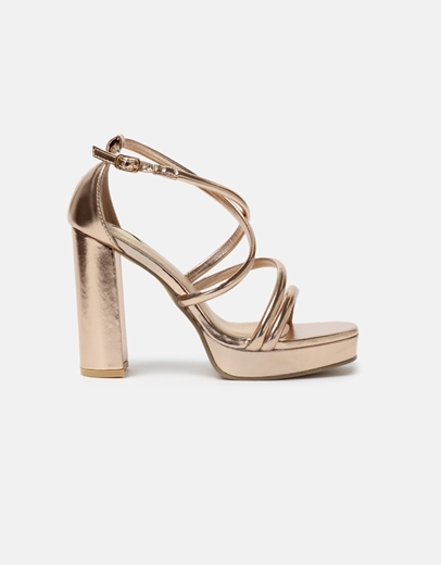 Εικόνα της Πέδιλα με τετράγωνο τακούνι και χιαστί σχέδιο Σαμπανί