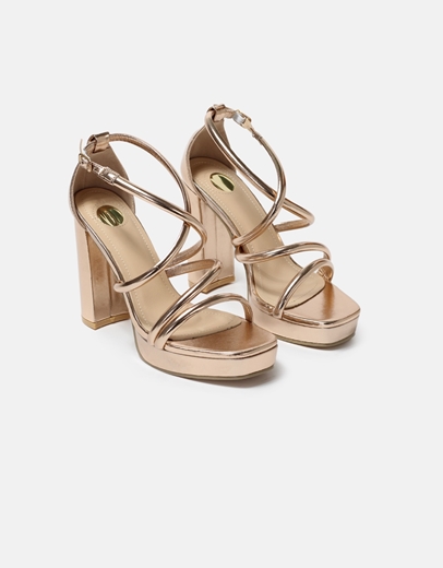 Εικόνα της Πέδιλα με τετράγωνο τακούνι και χιαστί σχέδιο Σαμπανί