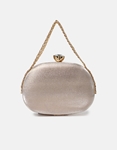 Εικόνα από Clutch με κλιπ πετράδι και χρυσές λεπτομέρειες Σαμπανί