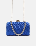 Εικόνα από Τσαντάκι clutch υφασμάτινο με αλυσίδα Μπλε