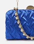 Εικόνα από Τσαντάκι clutch υφασμάτινο με αλυσίδα Μπλε