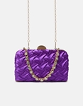 Εικόνα από Τσαντάκι clutch υφασμάτινο με αλυσίδα Μωβ