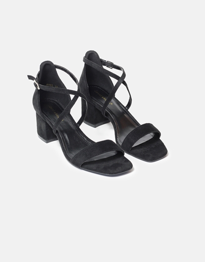 Εικόνα της Basic χαμηλά πέδιλα suede με χιαστί σχέδιο Μαύρο