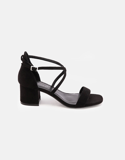 Εικόνα της Basic χαμηλά πέδιλα suede με χιαστί σχέδιο Μαύρο