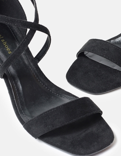 Εικόνα της Basic χαμηλά πέδιλα suede με χιαστί σχέδιο Μαύρο