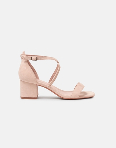 Εικόνα της Basic χαμηλά πέδιλα suede με χιαστί σχέδιο Nude