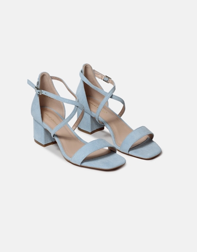 Εικόνα της Basic χαμηλά πέδιλα suede με χιαστί σχέδιο Σιέλ