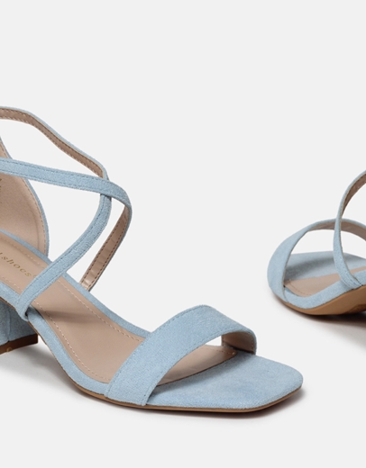 Εικόνα της Basic χαμηλά πέδιλα suede με χιαστί σχέδιο Σιέλ