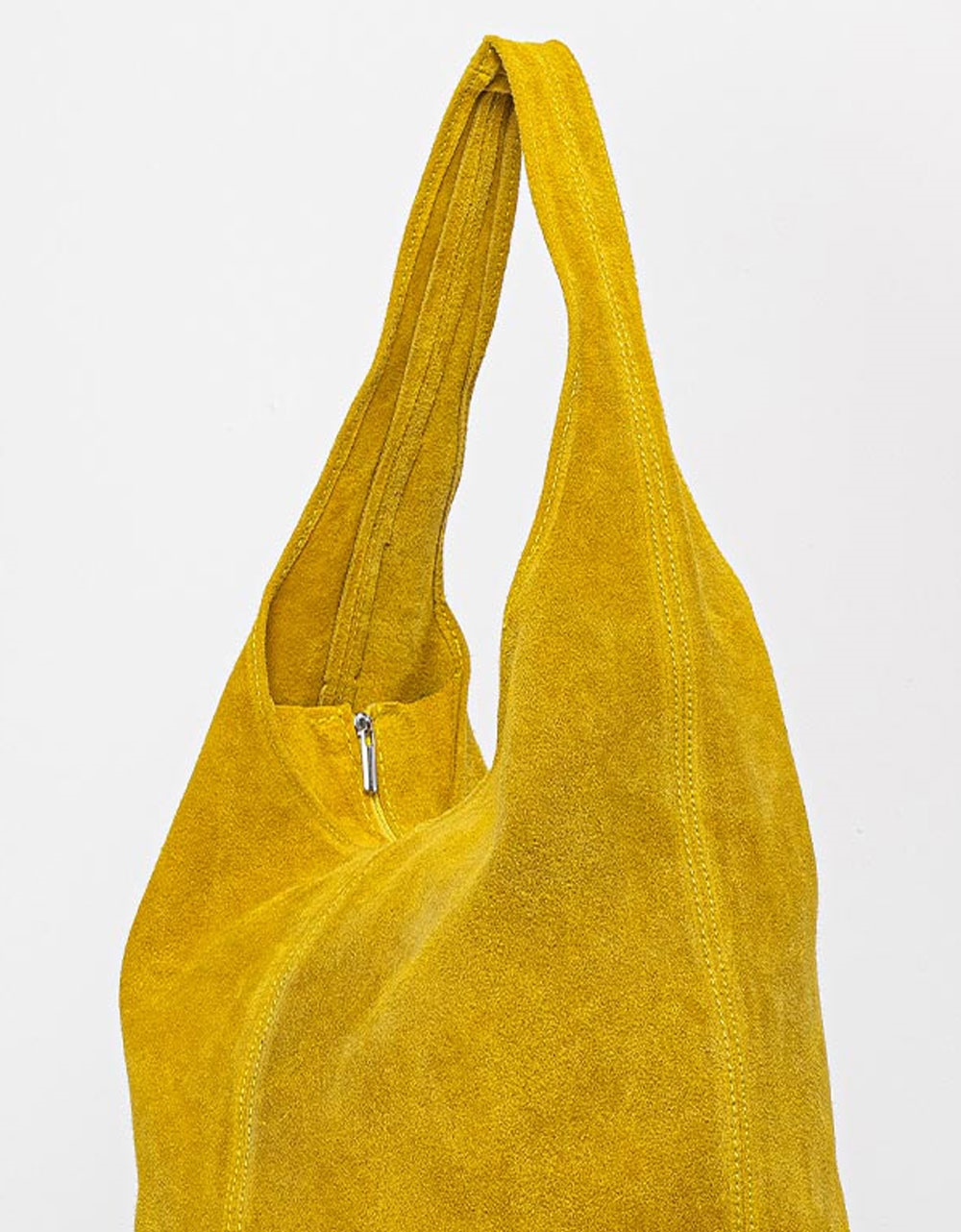 Εικόνα από Δερμάτινη τσάντα ώμου μονόχρωμη Κίτρινο