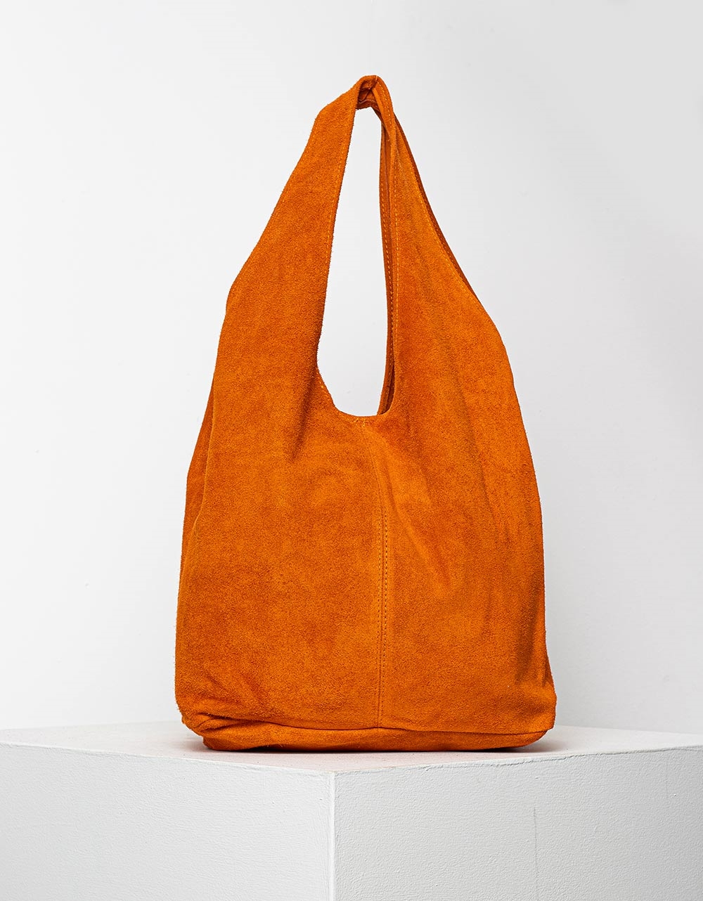 Εικόνα από Δερμάτινη τσάντα ώμου μονόχρωμη Πορτοκαλί