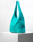 Εικόνα από Δερμάτινη τσάντα ώμου μονόχρωμη Τιρκουάζ