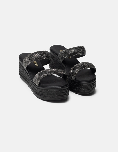 Εικόνα της Πλατφόρμες από γνήσιο δέρμα Ελληνικής κατασκευής Μαύρο