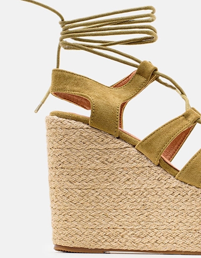 Εικόνα της Πλατφόρμες suede με εσπαντρίγια lace up Πράσινο