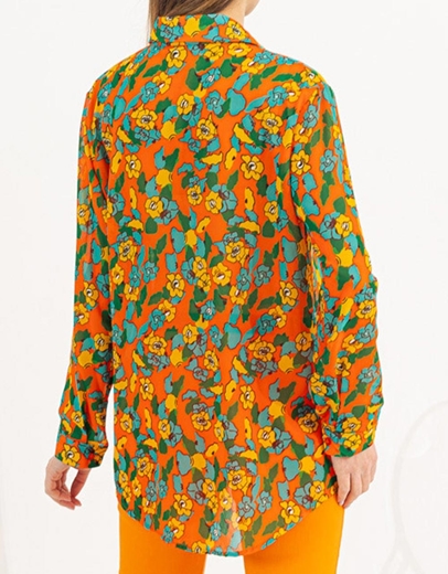 Εικόνα της Floral πουκαμίσα Πορτοκαλί