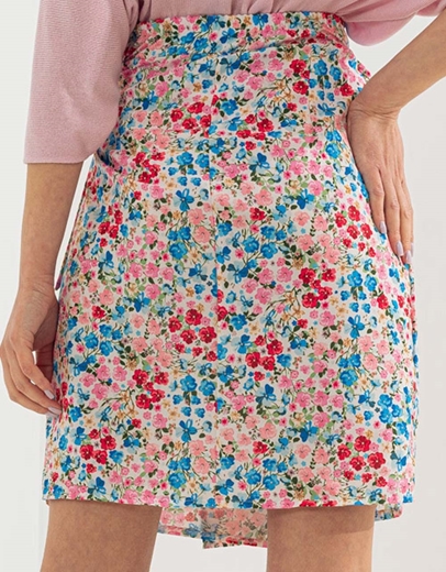 Εικόνα της Mini floral φούστα φάκελος Λευκό