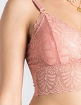Εικόνα από Bralette μονόχρωμο με δαντέλα και ενίσχυση Ροζ