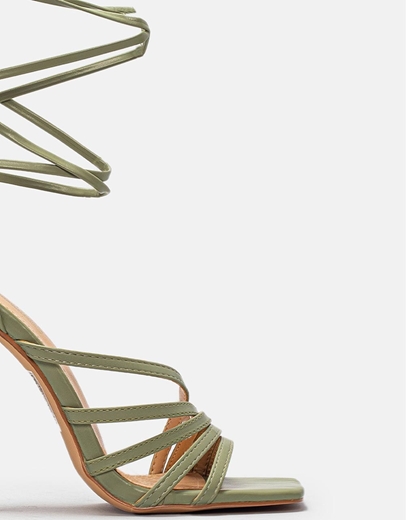 Εικόνα της Γυναικεία πέδιλα με μεταλλική λεπτομέρεια στο τακούνι Πράσινο