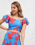 Εικόνα από Floral σετ φούστα maxi & crop top Κόκκινο