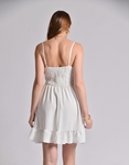 Εικόνα από Μονόχρωμο mini φόρεμα με δέσιμο στο μπούστο Λευκό