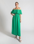 Εικόνα από Βαμβακερό off shoulders maxi φόρεμα με βολάν Πράσινο