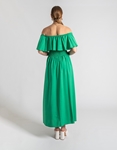 Εικόνα από Βαμβακερό off shoulders maxi φόρεμα με βολάν Πράσινο